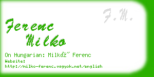 ferenc milko business card